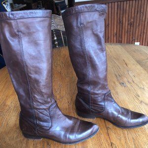 Frye Brown Leather Knee-High Heeled Boots